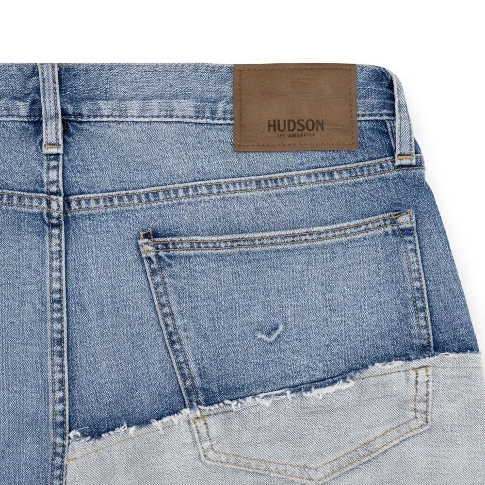 Hudson Los Angeles Blake Slim Straight Reconstructed Denim Shorts Blue SZ:32